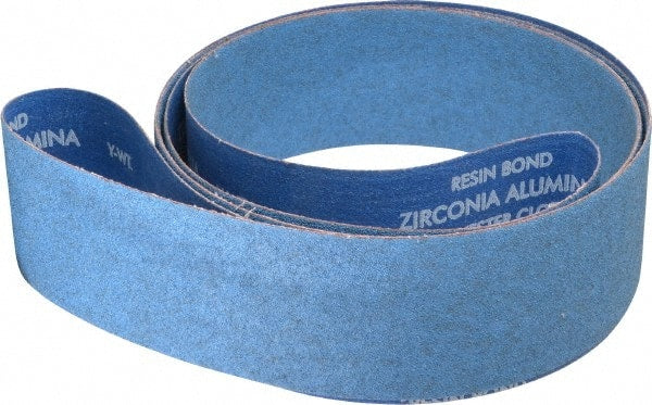 Norton - 3" Wide x 132" OAL, 60 Grit, Zirconia Alumina Abrasive Belt - Zirconia Alumina, Medium, Coated, Y Weighted Cloth Backing, Series R824 - Exact Tooling