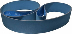 Norton - 3" Wide x 132" OAL, 180 Grit, Zirconia Alumina Abrasive Belt - Zirconia Alumina, Very Fine, Coated, X Weighted Cloth Backing, Series R823 - Exact Tooling