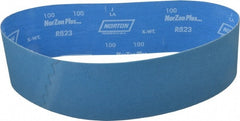 Norton - 4" Wide x 36" OAL, 100 Grit, Zirconia Alumina Abrasive Belt - Zirconia Alumina, Fine, Coated, X Weighted Cloth Backing - Exact Tooling