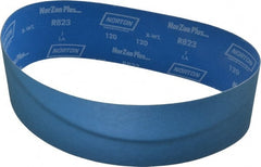 Norton - 4" Wide x 36" OAL, 120 Grit, Zirconia Alumina Abrasive Belt - Zirconia Alumina, Fine, Coated, X Weighted Cloth Backing, Series R823 - Exact Tooling
