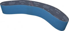 Norton - 4" Wide x 54" OAL, 80 Grit, Zirconia Alumina Abrasive Belt - Zirconia Alumina, Medium, Coated, X Weighted Cloth Backing, Series R821 - Exact Tooling