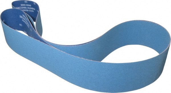 Norton - 4" Wide x 132" OAL, 80 Grit, Zirconia Alumina Abrasive Belt - Zirconia Alumina, Medium, Coated, Y Weighted Cloth Backing, Series R884P - Exact Tooling