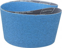 Norton - 6" Wide x 48" OAL, 36 Grit, Zirconia Alumina Abrasive Belt - Zirconia Alumina, Very Coarse, Coated, Y Weighted Cloth Backing, Dry, Series R821 - Exact Tooling