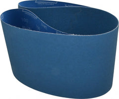 Norton - 6" Wide x 48" OAL, 100 Grit, Zirconia Alumina Abrasive Belt - Zirconia Alumina, Fine, Coated, X Weighted Cloth Backing, Series R823 - Exact Tooling