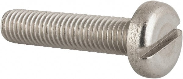 Value Collection - M10x1.50 Metric Coarse, 45mm Length Under Head Slotted Drive Machine Screw - Pan Head, Grade 18-8 & A2 Stainless Steel, Uncoated, Without Washer - Exact Tooling