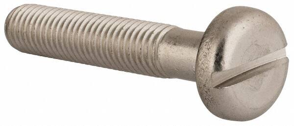 Value Collection - M10x1.50, 55mm Length Under Head Slotted Drive Machine Screw - Pan Head, Grade 18-8 & A2 Stainless Steel, Uncoated, Without Washer - Exact Tooling