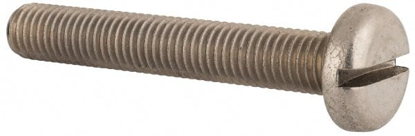 Value Collection - M10x1.50 Metric Coarse, 65mm Length Under Head Slotted Drive Machine Screw - Pan Head, Grade 18-8 & A2 Stainless Steel, Uncoated, Without Washer - Exact Tooling