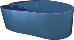 Norton - 8" Wide x 107" OAL, 80 Grit, Zirconia Alumina Abrasive Belt - Zirconia Alumina, Medium, Coated, Y Weighted Cloth Backing - Exact Tooling
