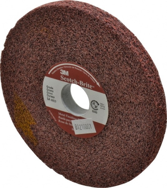 3M - 6" Diam, 1/2" Face Width, 1" Center Hole, Medium Grade, Aluminum Oxide Deburring Wheel - Convolute, Medium Density 5 Grade, 6,000 RPM - Exact Tooling
