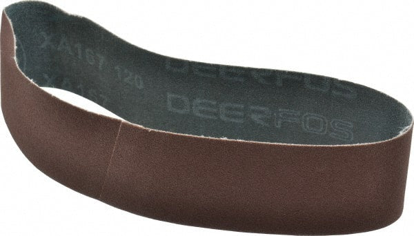Made in USA - 2" Wide x 18-15/16" OAL, 120 Grit, Aluminum Oxide Abrasive Belt - Aluminum Oxide, Fine, Coated - Exact Tooling