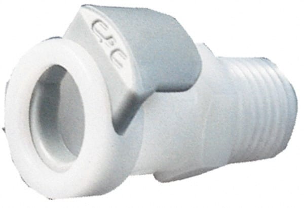 CPC Colder Products - 3/8" Outside Diam, 3/8 45°, Acetal Push-to-Connect Tube Female Connector - 120 Max psi, White - Exact Tooling