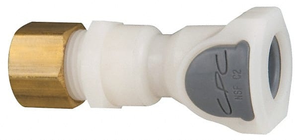 CPC Colder Products - 3/8" Outside Diam, NPT, Acetal Push-to-Connect Tube Female Connector - 120 Max psi, Tan - Exact Tooling