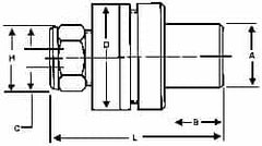 Kennametal - Straight Shank, Series DA180, Double Angle Reamer Collet Chuck - 2.88 Inch Projection, 1/64 to 3/4 Inch Collet Capacity, 6 Inch Shank Length, Through Coolant - Exact Tooling