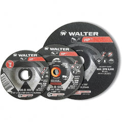 WALTER Surface Technologies - 30 Grit, 9" Wheel Diam, 1/8" Wheel Thickness, Type 27 Depressed Center Wheel - Aluminum Oxide, Resinoid Bond, 6,600 Max RPM - Exact Tooling