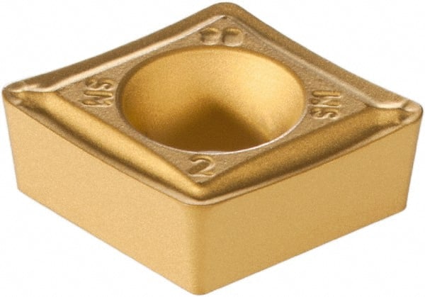 Iscar - CCMT3-2 SM Grade IC9150 Carbide Turning Insert - TiCN/Al2O3/TiN Finish, 80° Diamond, 3/8" Inscr Circle, 5/32" Thick, 1/32" Corner Radius - Exact Tooling