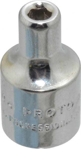 Proto - 1/8", 1/4" Drive, Standard Hand Socket - 6 Points, 7/8" OAL, Chrome Finish - Exact Tooling