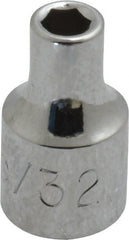 Proto - 5/32", 1/4" Drive, Standard Hand Socket - 6 Point, 7/8" OAL, Chrome Vanadium, Chrome Finish - Exact Tooling