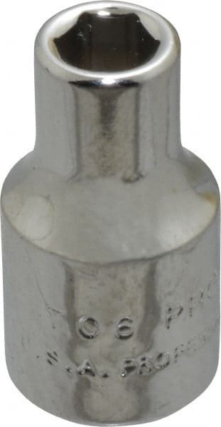 Proto - 3/16", 1/4" Drive, Standard Hand Socket - 6 Points, 7/8" OAL, Chrome Finish - Exact Tooling