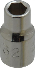 Proto - 7/32", 1/4" Drive, Standard Hand Socket - 6 Points, 7/8" OAL, Chrome Finish - Exact Tooling