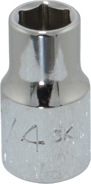 Proto - 1/4", 1/4" Drive, Standard Hand Socket - 6 Points, 7/8" OAL, Chrome Finish - Exact Tooling