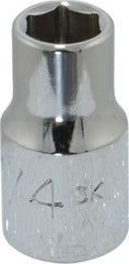 Proto - 1/4", 1/4" Drive, Standard Hand Socket - 6 Points, 7/8" OAL, Chrome Finish - Exact Tooling
