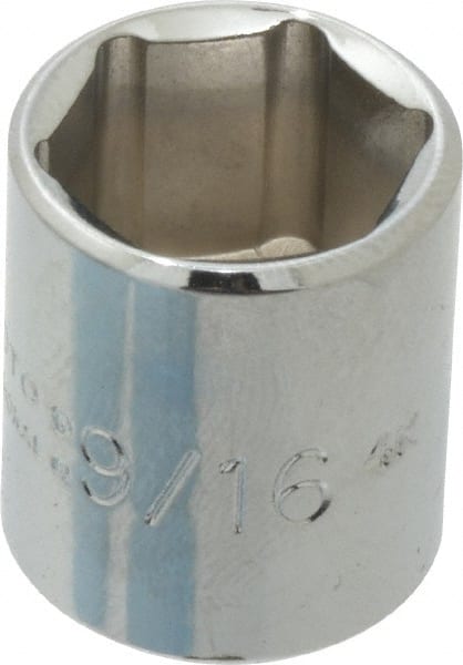 Proto - 9/16", 1/4" Drive, Standard Hand Socket - 6 Points, 7/8" OAL, Chrome Finish - Exact Tooling