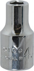 Proto - 1/4" Drive, Standard Hand Socket - 6 Points, 7/8" OAL, Chrome Finish - Exact Tooling