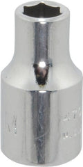 Proto - 1/4" Drive, Standard Hand Socket - 6 Points, 7/8" OAL, Chrome Finish - Exact Tooling