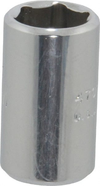 Proto - 1/4" Drive, Standard Hand Socket - 6 Points, 7/8" OAL, Chrome Finish - Exact Tooling