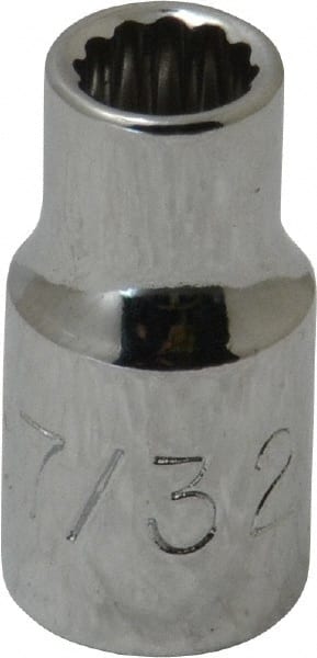 Proto - 7/32", 1/4" Drive, Standard Hand Socket - 12 Points, 7/8" OAL, Chrome Finish - Exact Tooling
