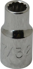 Proto - 7/32", 1/4" Drive, Standard Hand Socket - 12 Points, 7/8" OAL, Chrome Finish - Exact Tooling