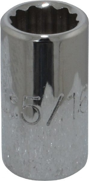 Proto - 5/16", 1/4" Drive, Standard Hand Socket - 12 Points, 7/8" OAL, Chrome Finish - Exact Tooling
