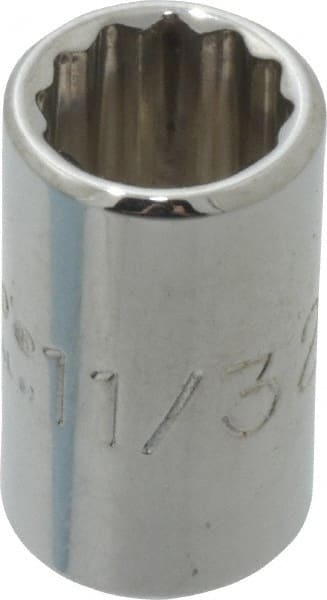 Proto - 11/32", 1/4" Drive, Standard Hand Socket - 12 Points, 7/8" OAL, Chrome Finish - Exact Tooling