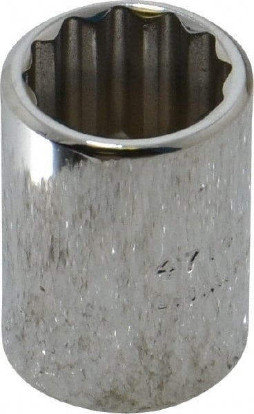 Proto - 7/16", 1/4" Drive, Standard Hand Socket - 12 Points, 7/8" OAL, Chrome Finish - Exact Tooling