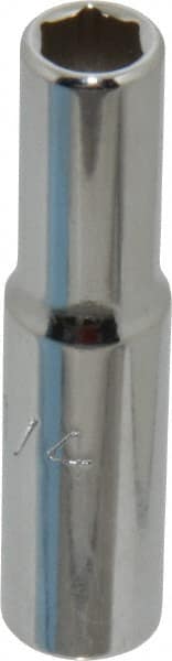 Proto - 1/4", 1/4" Drive, Deep Hand Socket - 6 Points, 2" OAL, Chrome Finish - Exact Tooling
