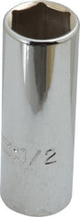 Proto - 1/2", 1/4" Drive, Deep Hand Socket - 6 Points, 2" OAL, Chrome Finish - Exact Tooling