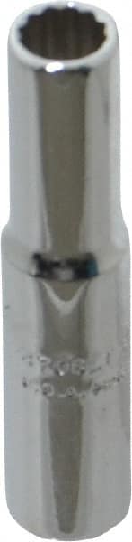 Proto - 1/4", 1/4" Drive, Deep Hand Socket - 12 Points, 2" OAL, Chrome Finish - Exact Tooling
