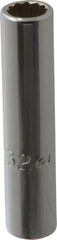 Proto - 9/32", 1/4" Drive, Deep Hand Socket - 12 Points, 2" OAL, Chrome Finish - Exact Tooling