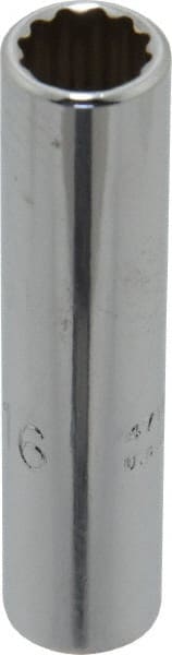 Proto - 5/16", 1/4" Drive, Deep Hand Socket - 12 Points, 2" OAL, Chrome Finish - Exact Tooling