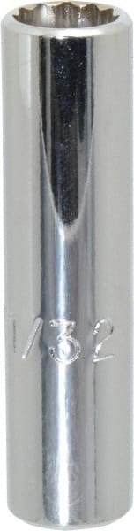 Proto - 11/32", 1/4" Drive, Deep Hand Socket - 12 Points, 2" OAL, Chrome Finish - Exact Tooling