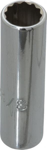 Proto - 3/8", 1/4" Drive, Deep Hand Socket - 12 Points, 2" OAL, Chrome Finish - Exact Tooling