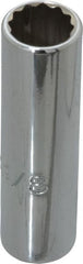 Proto - 3/8", 1/4" Drive, Deep Hand Socket - 12 Points, 2" OAL, Chrome Finish - Exact Tooling