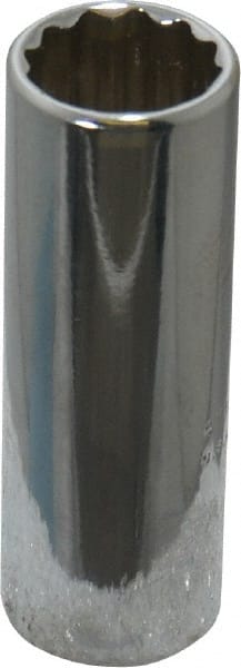 Proto - 1/2", 1/4" Drive, Deep Hand Socket - 12 Points, 2" OAL, Chrome Finish - Exact Tooling