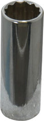 Proto - 1/2", 1/4" Drive, Deep Hand Socket - 12 Points, 2" OAL, Chrome Finish - Exact Tooling