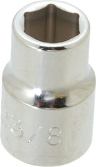 Proto - 3/8", 3/8" Drive, Standard Hand Socket - 6 Points, 1-3/32" OAL, Chrome Finish - Exact Tooling