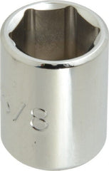 Proto - 5/8", 3/8" Drive, Standard Hand Socket - 6 Points, 1-1/8" OAL, Chrome Finish - Exact Tooling