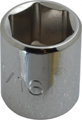 Proto - 11/16", 3/8" Drive, Standard Hand Socket - 6 Points, 1-1/8" OAL, Chrome Finish - Exact Tooling
