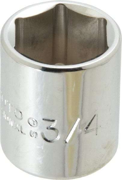 Proto - 3/4", 3/8" Drive, Standard Hand Socket - 6 Points, 1-3/16" OAL, Chrome Finish - Exact Tooling