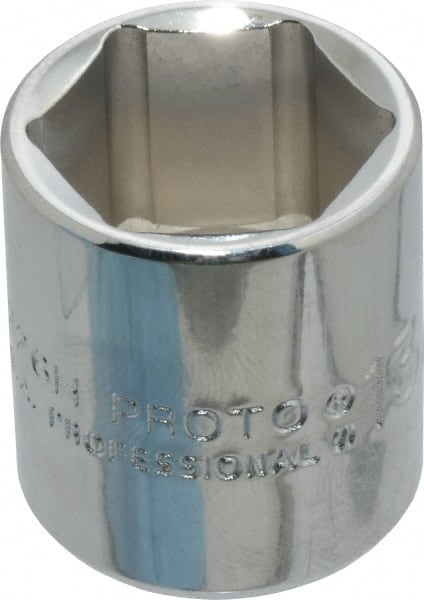 Proto - 13/16", 3/8" Drive, Standard Hand Socket - 6 Points, 1-3/16" OAL, Chrome Finish - Exact Tooling