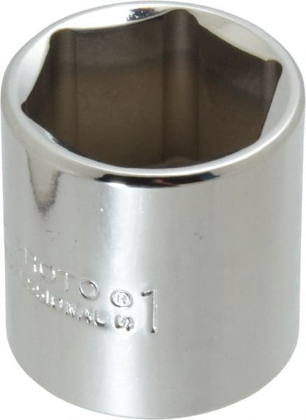 Proto - 1", 3/8" Drive, Standard Hand Socket - 6 Points, 1-3/8" OAL, Chrome Finish - Exact Tooling